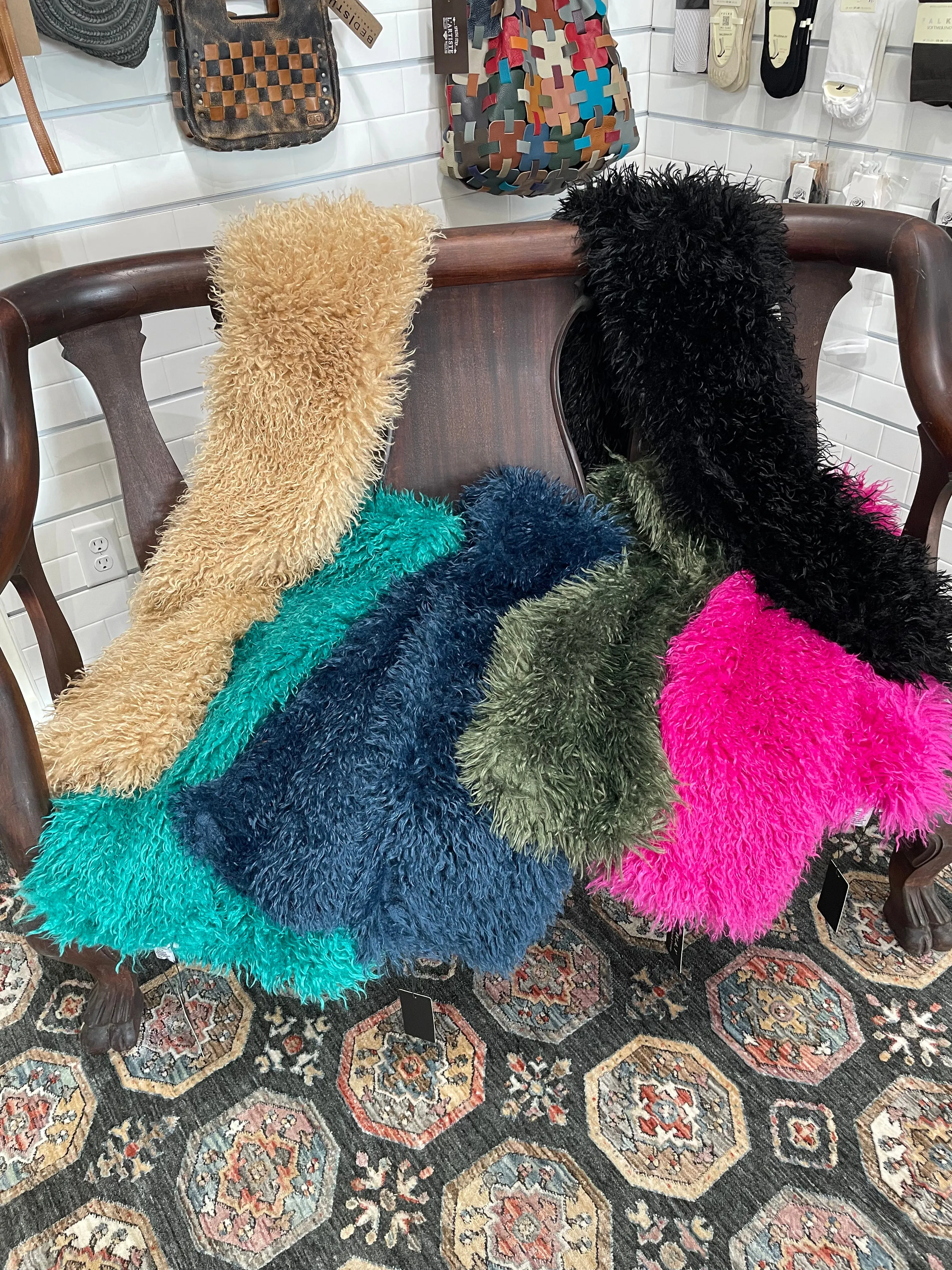 Mongolian Fur Jacket in Beige