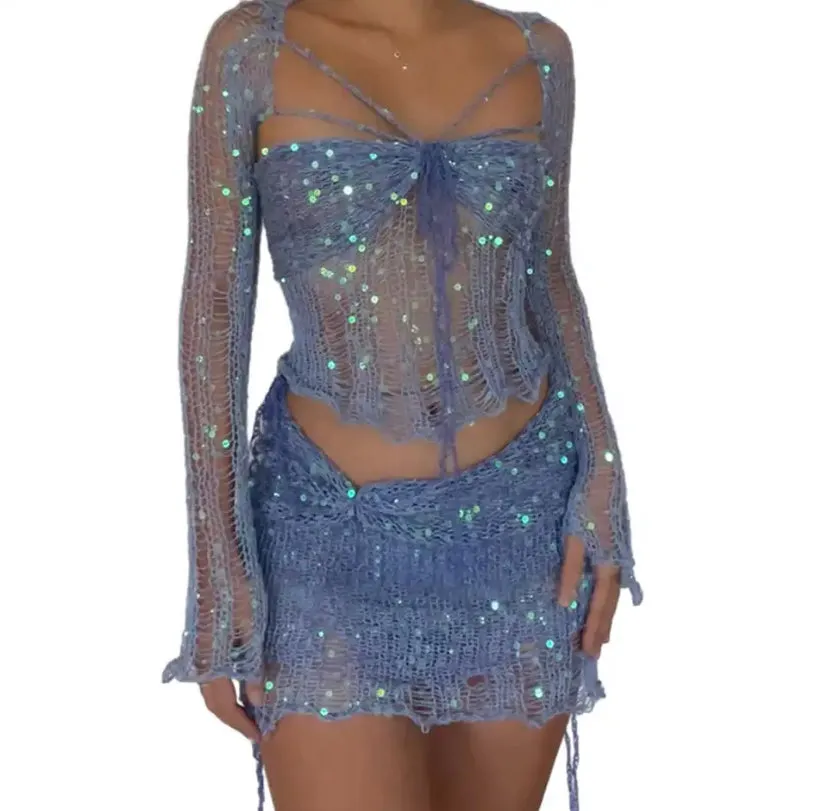 Sequin Knitted Ladder Co-ord